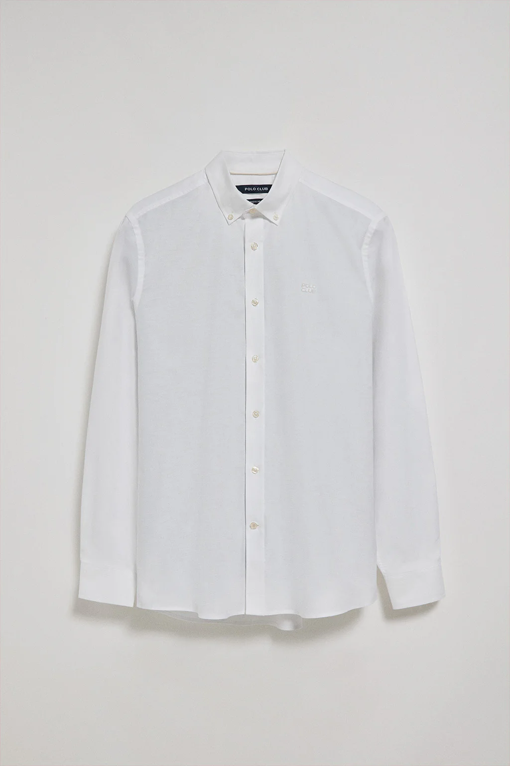 White plain Oxford shirt with Polo Club embroidered logo - Image 5