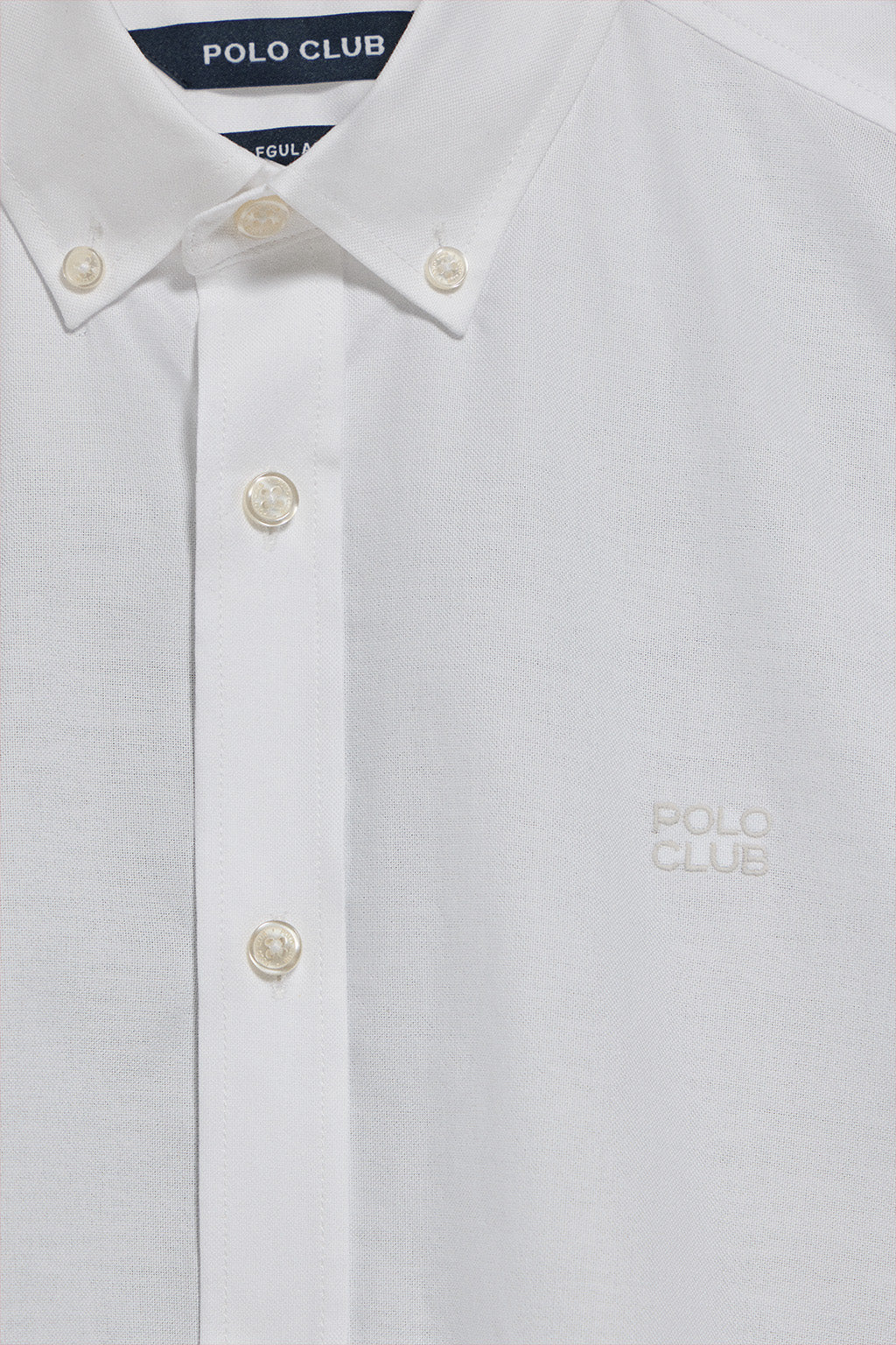 White plain Oxford shirt with Polo Club embroidered logo - Image 6