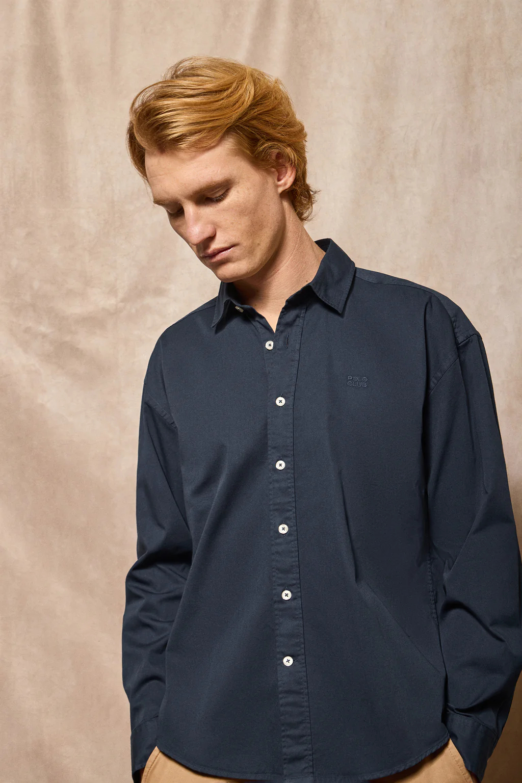 Navy-blue loose-fit shirt with Polo Club embroidered logo - Image 10