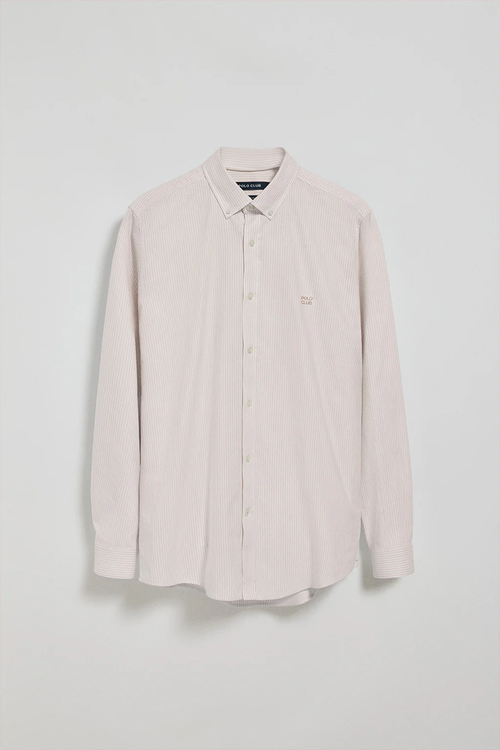 Yale-stripe Oxford shirt light brown with Polo Club embroidered logo