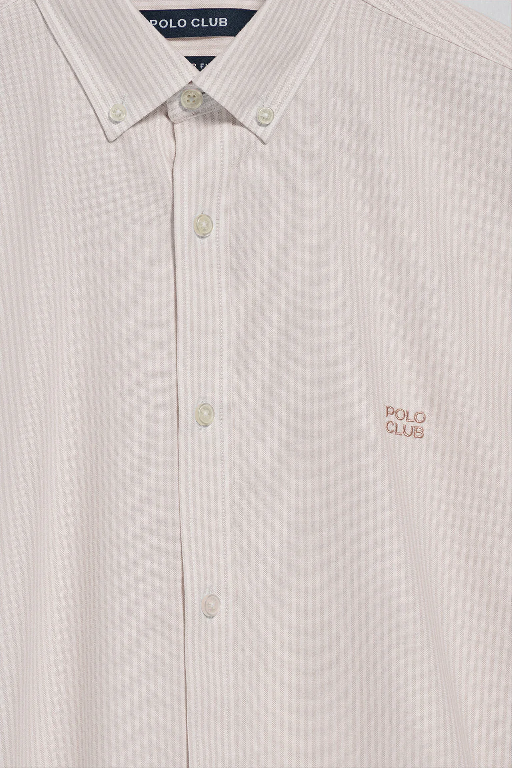 Yale-stripe Oxford shirt light brown with Polo Club embroidered logo - Image 3