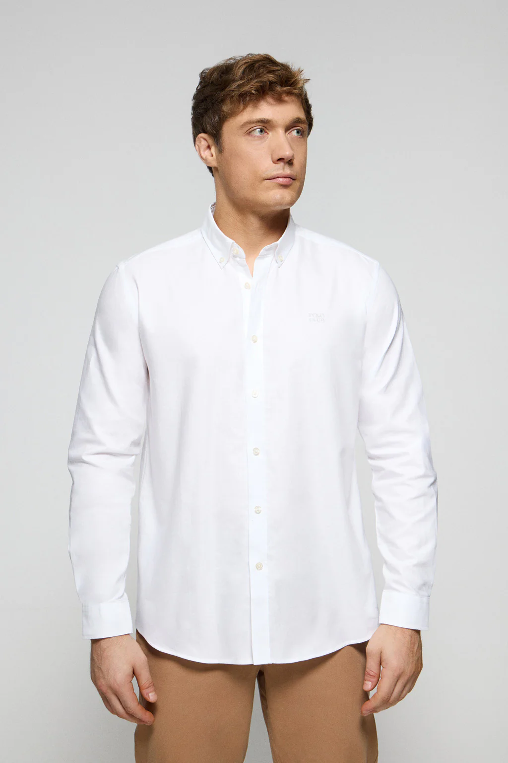 White plain Oxford shirt with Polo Club embroidered logo