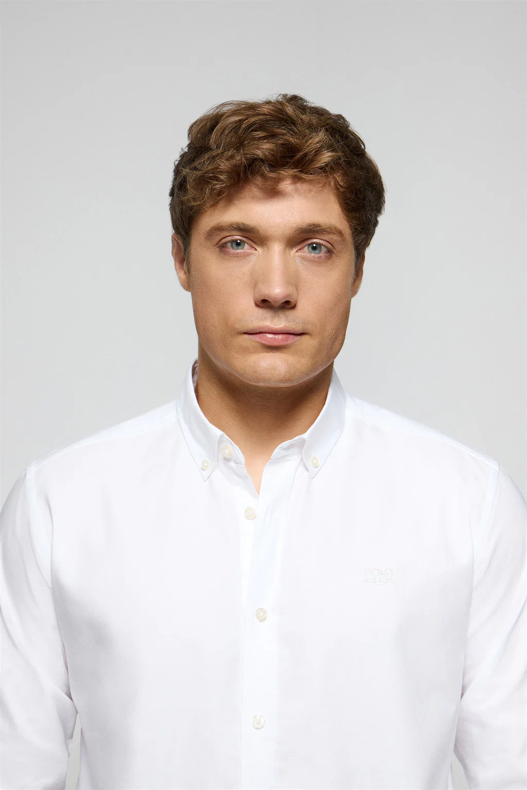 White plain Oxford shirt with Polo Club embroidered logo - Image 3
