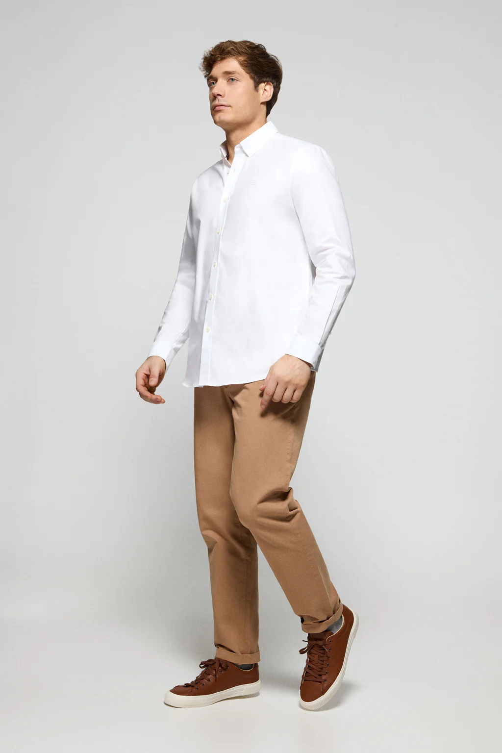 White plain Oxford shirt with Polo Club embroidered logo - Image 4