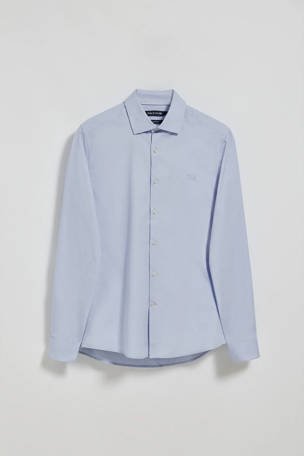 Sky-blue super slim-fit poplin shirt with Polo Club embroidered logo - Image 6