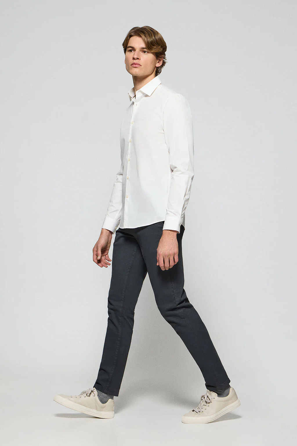 White super slim-fit poplin shirt with Polo Club embroidered logo - Image 3