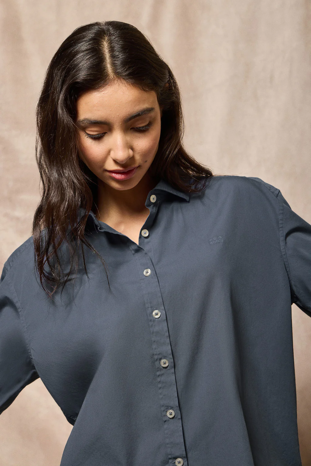 Denim-blue loose-fit shirt with Polo Club block logo - Image 12