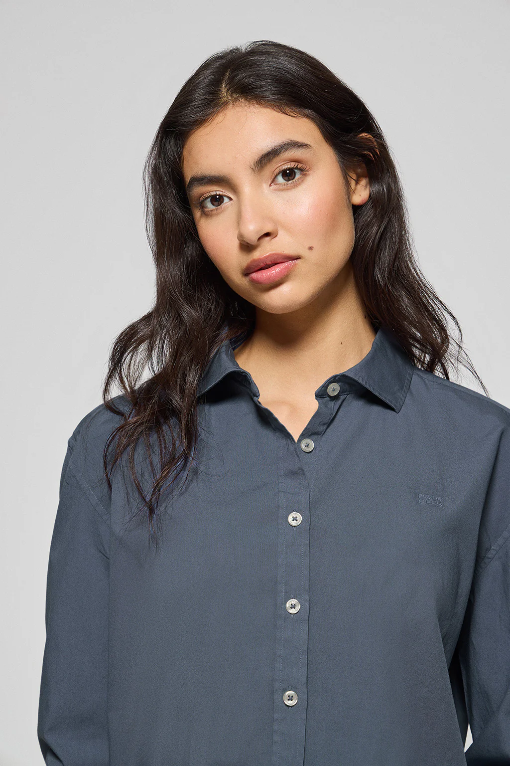 Denim-blue loose-fit shirt with Polo Club block logo - Image 3