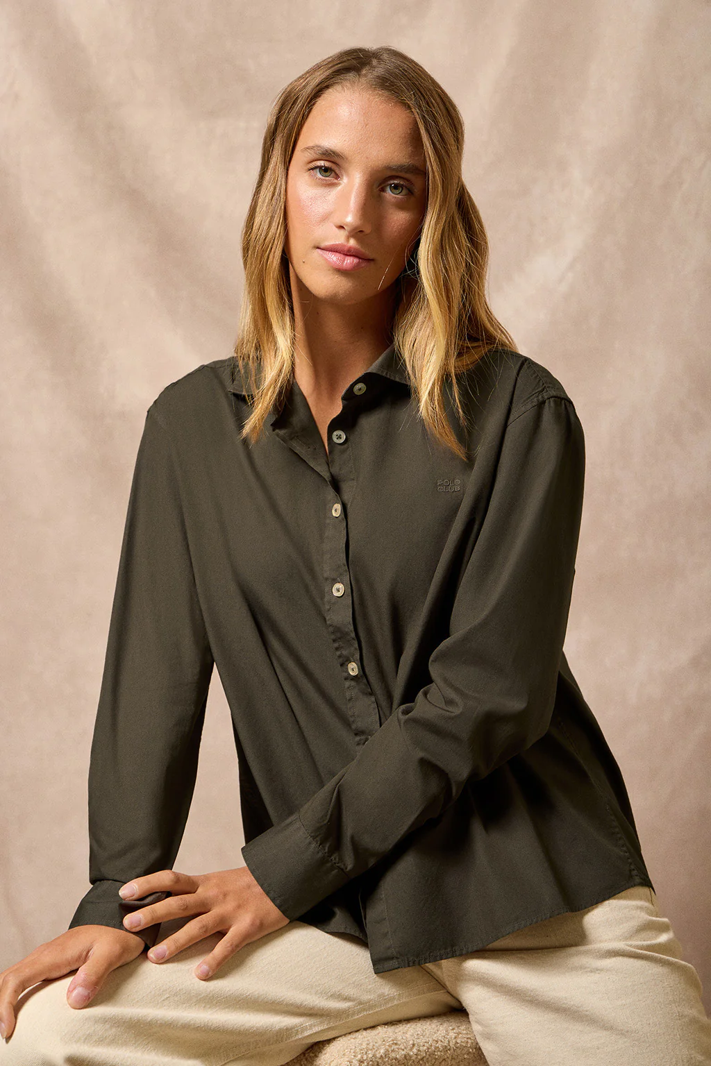 Green loose-fit shirt with Polo Club block logo - Image 12