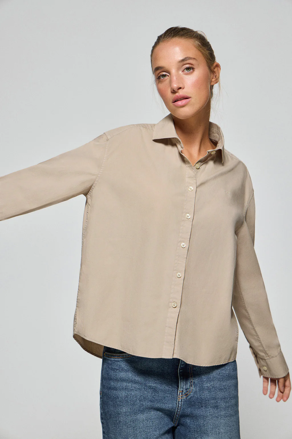 Sandy loose-fit shirt with Polo Club block logo