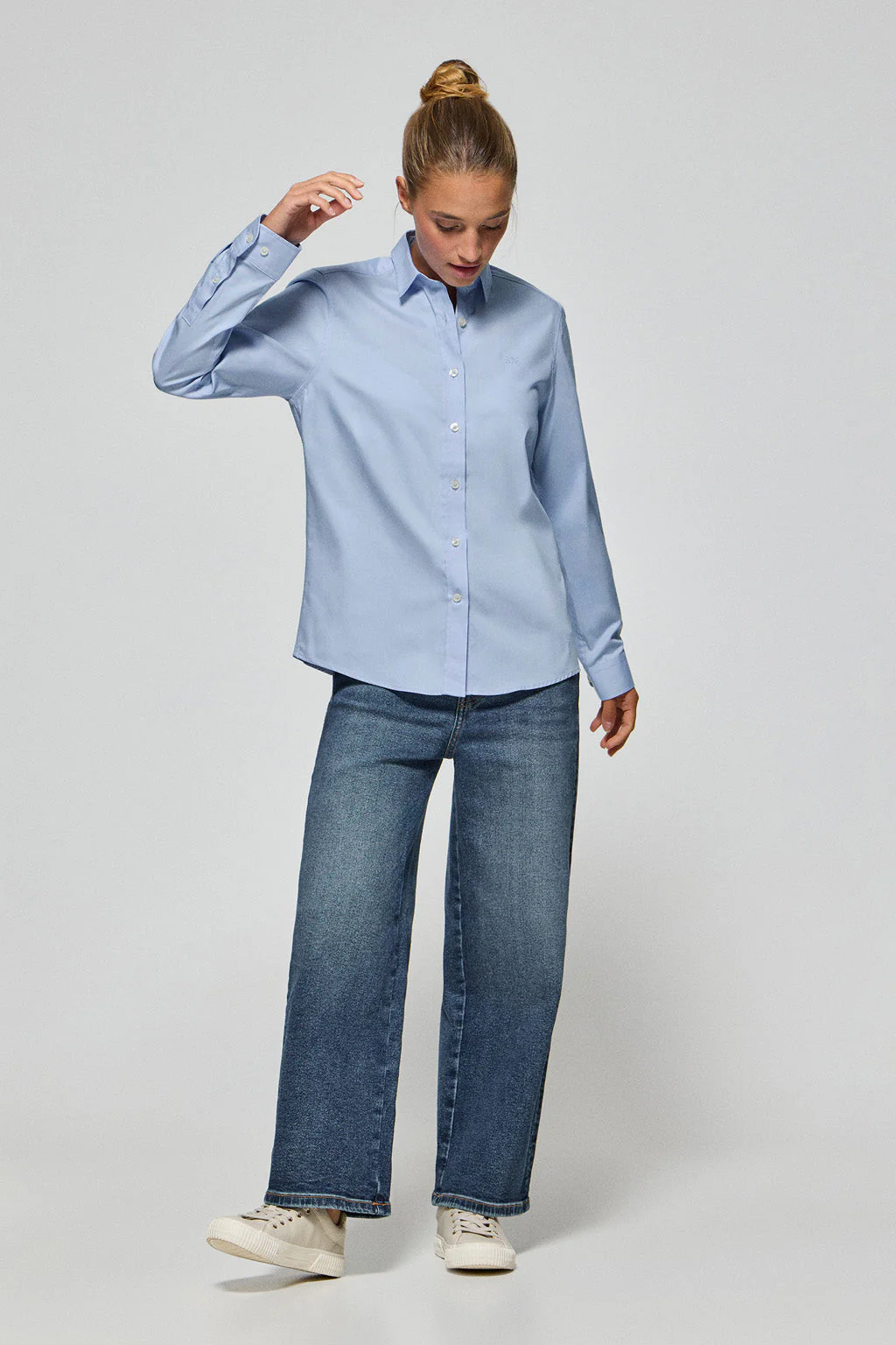 Sky-blue regular-fit shirt with Polo Club embroidery - Image 3