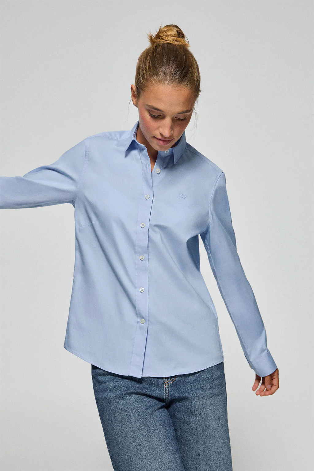 Sky-blue regular-fit shirt with Polo Club embroidery - Image 5