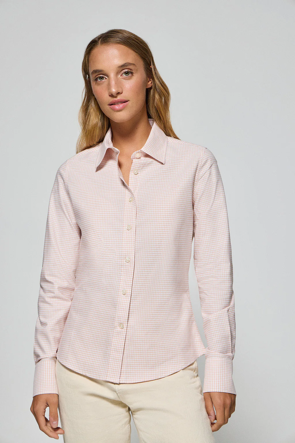 Pink shirt with vichy checks and Polo Club embroidered logo