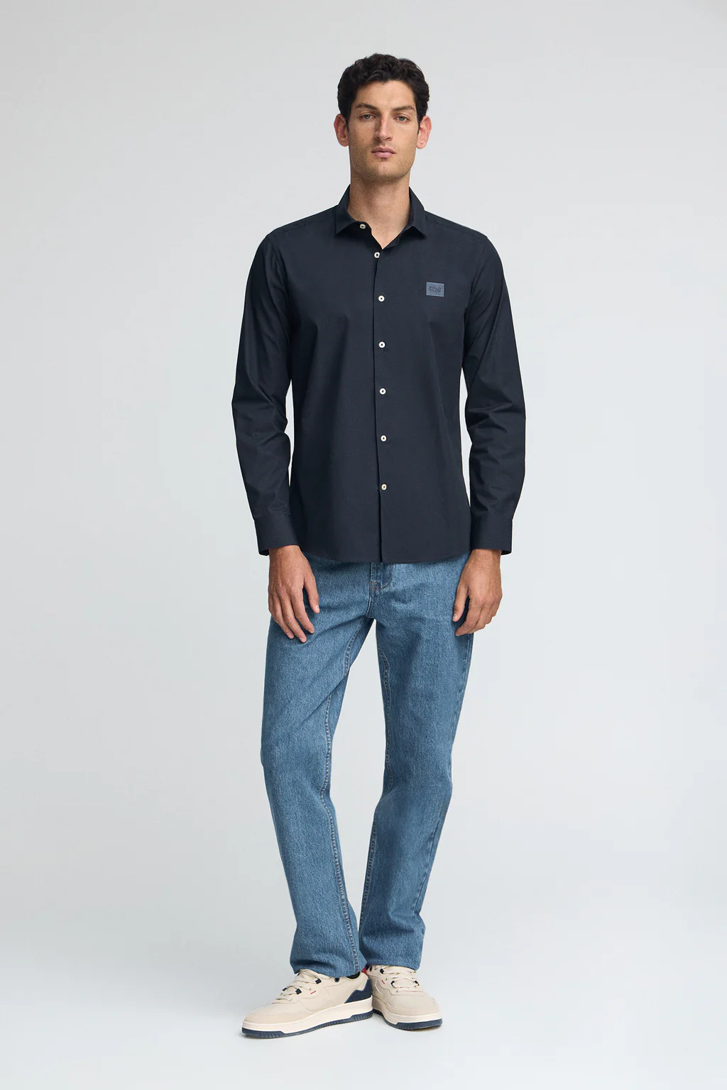 Navy-blue slim-fit shirt with Italian collar and Polo Club logo - Image 4