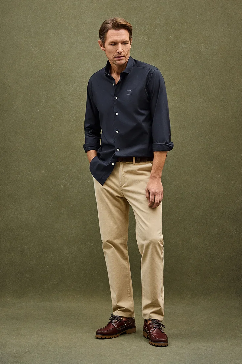 Navy-blue poplin shirt with regular fit and Polo Club logo - Image 2