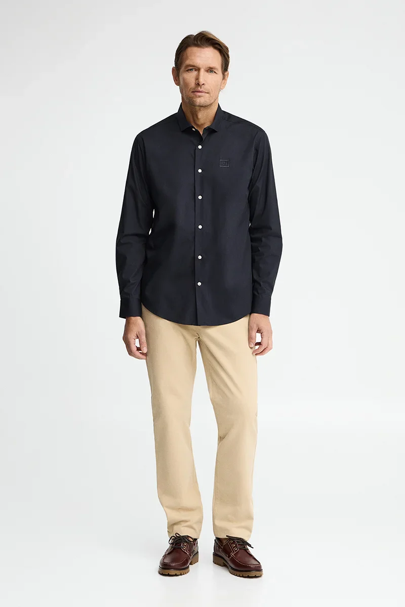 Navy-blue poplin shirt with regular fit and Polo Club logo - Image 4