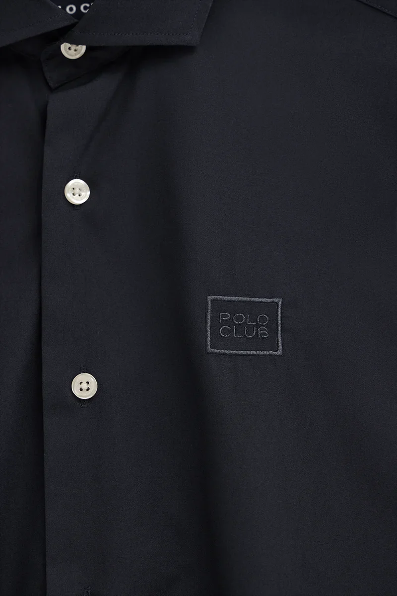 Navy-blue poplin shirt with regular fit and Polo Club logo - Image 7
