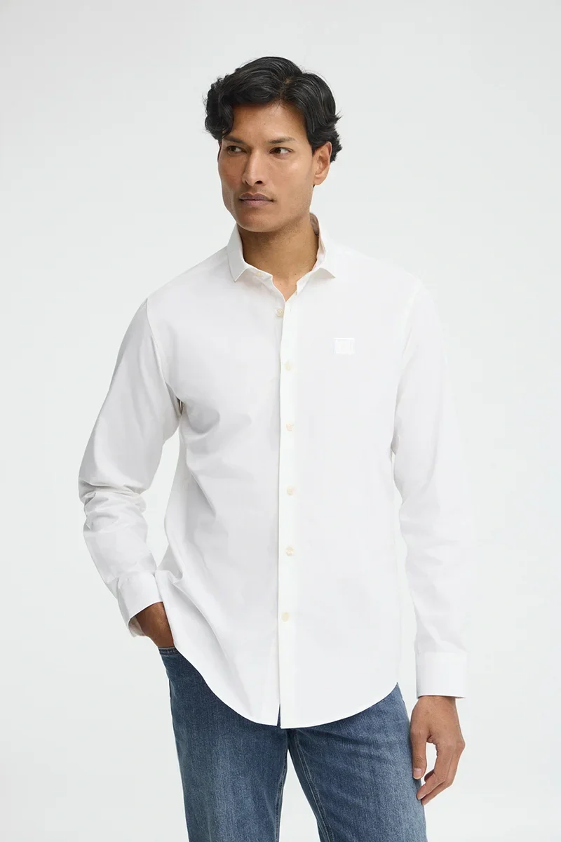 White poplin shirt with regular fit and Polo Club logo