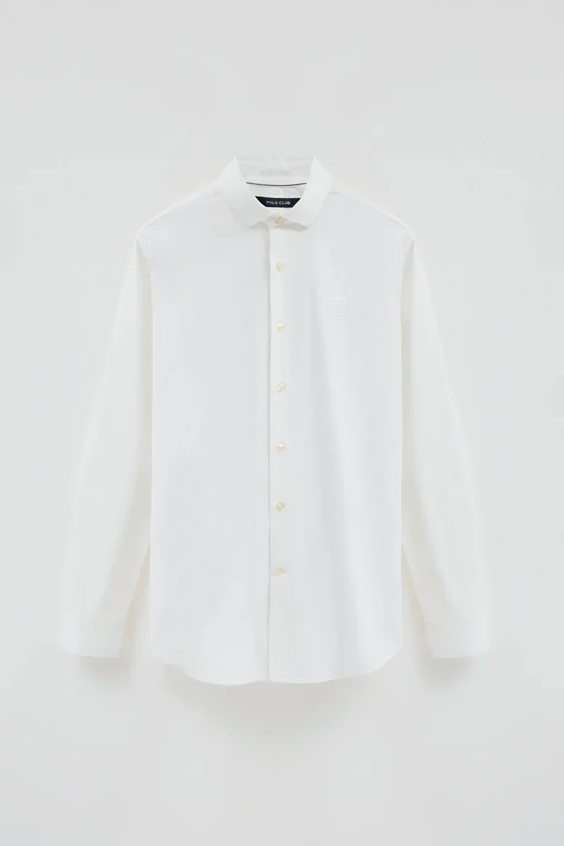 White poplin shirt with regular fit and Polo Club logo - Image 6