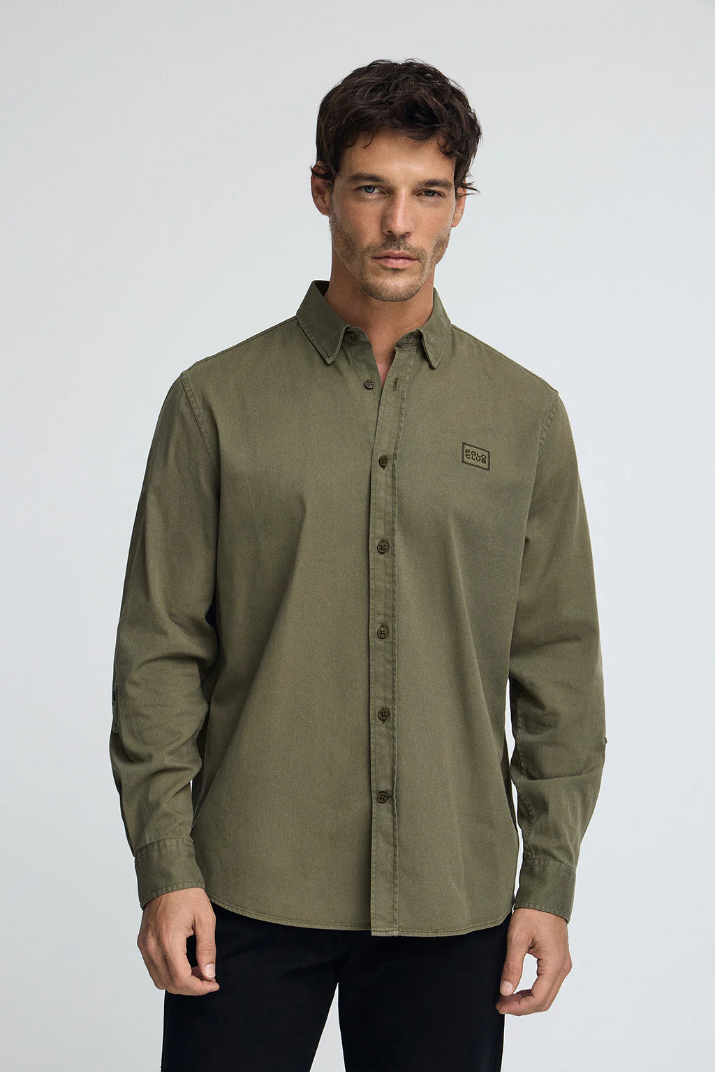 Army-green shirt with regular fit and Polo Club logo - Image 2
