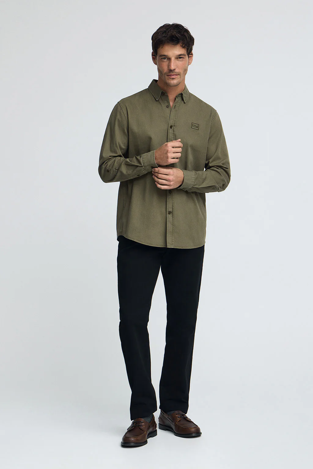 Army-green shirt with regular fit and Polo Club logo - Image 4
