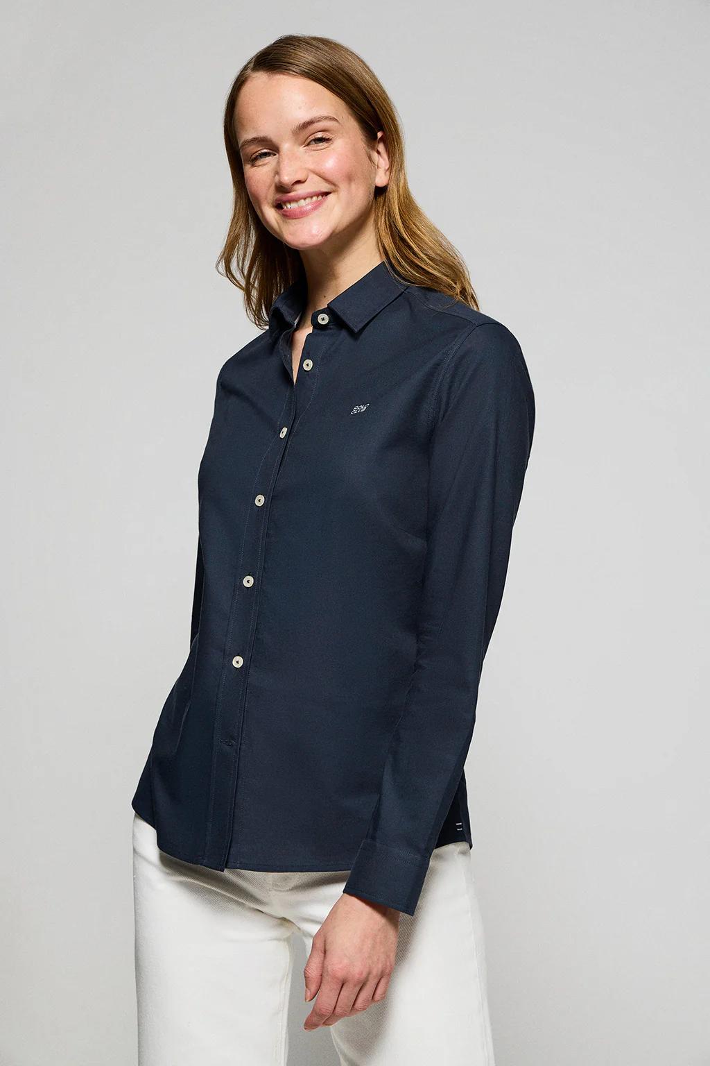 Navy-blue regular-fit shirt with Polo Club embroidery