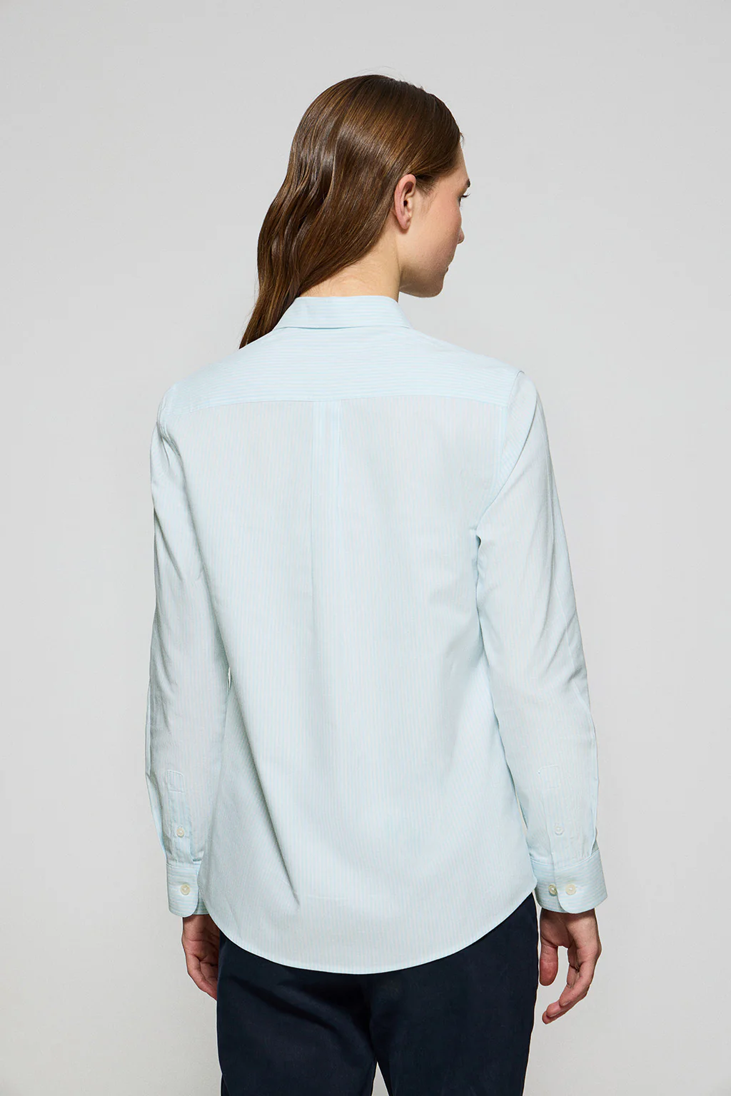 Aqua striped shirt with embroidered logo - Image 2