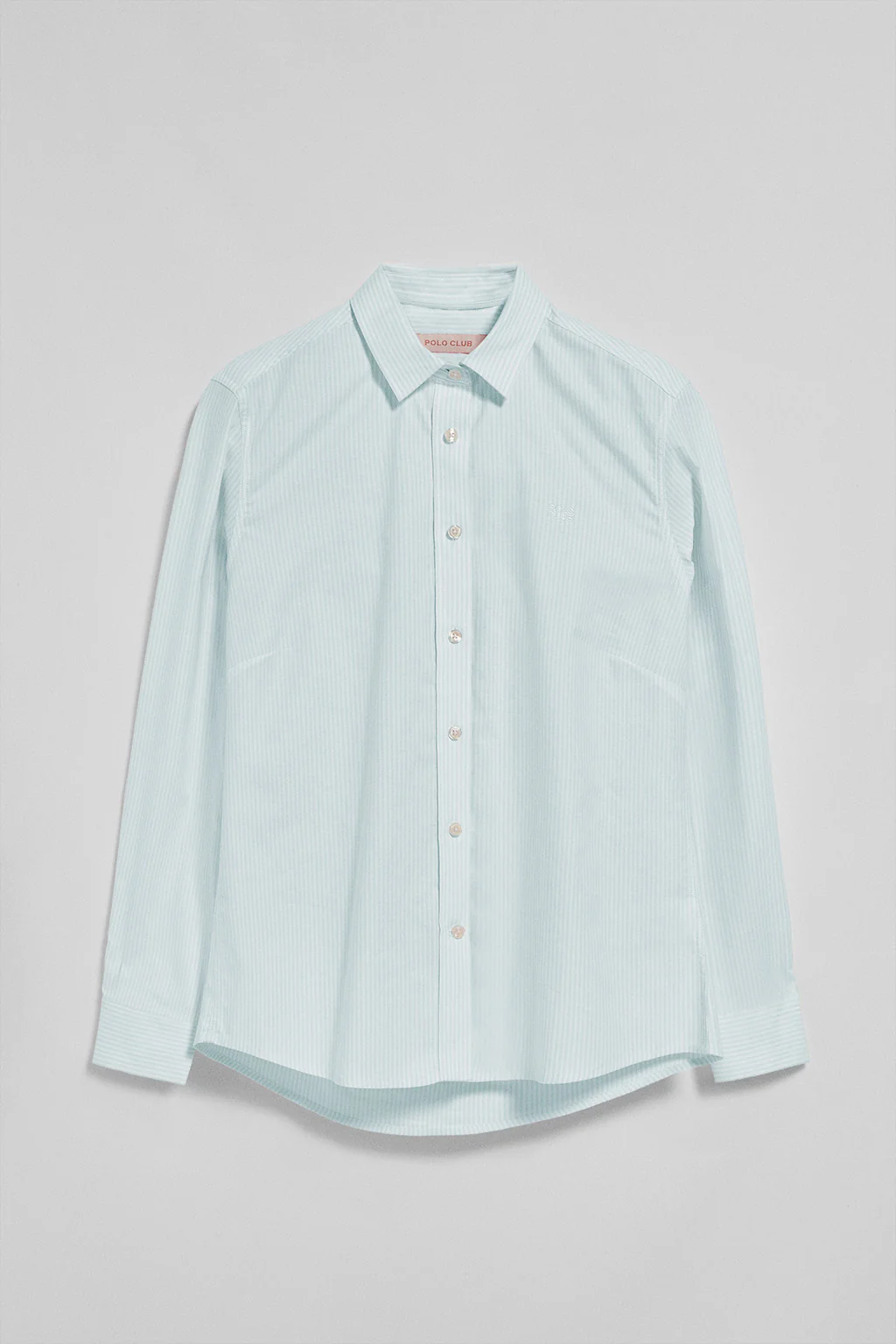 Aqua striped shirt with embroidered logo - Image 8