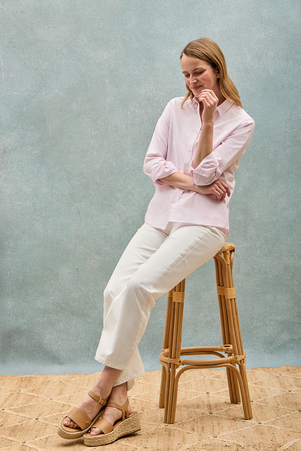 Pink striped shirt with embroidered logo - Image 10