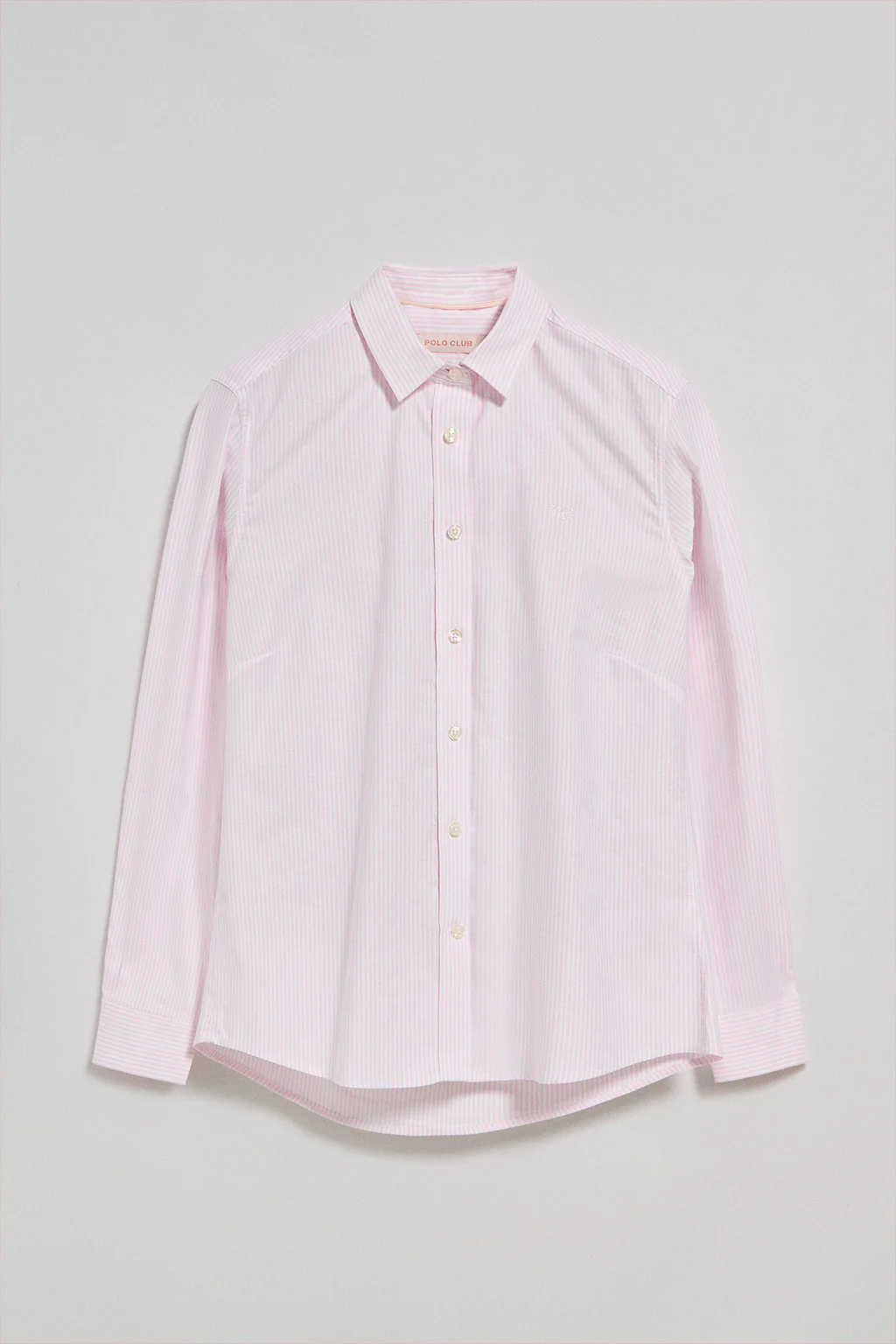 Pink striped shirt with embroidered logo - Image 7