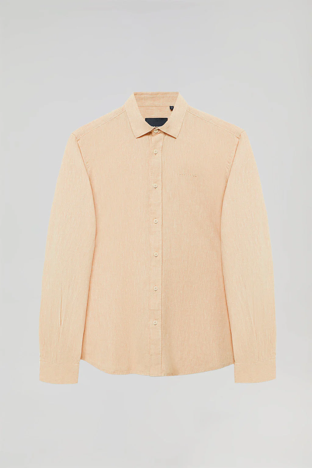 Tangerine linen and cotton shirt with Polo Club details - Image 10