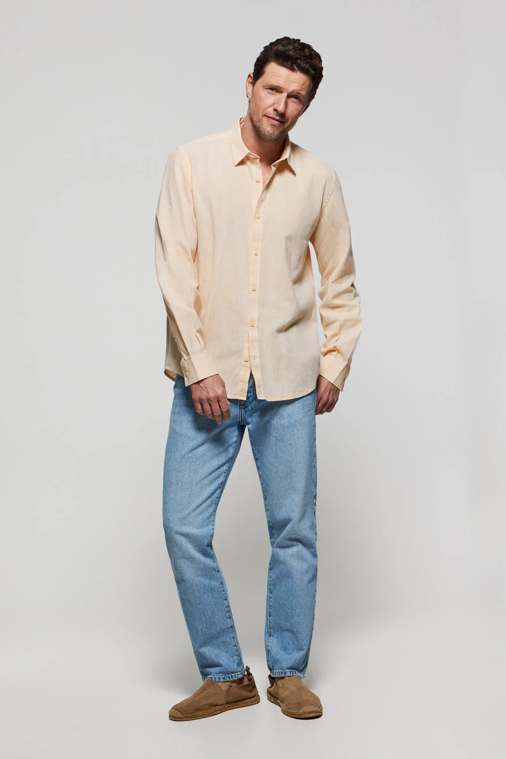 Tangerine linen and cotton shirt with Polo Club details - Image 2