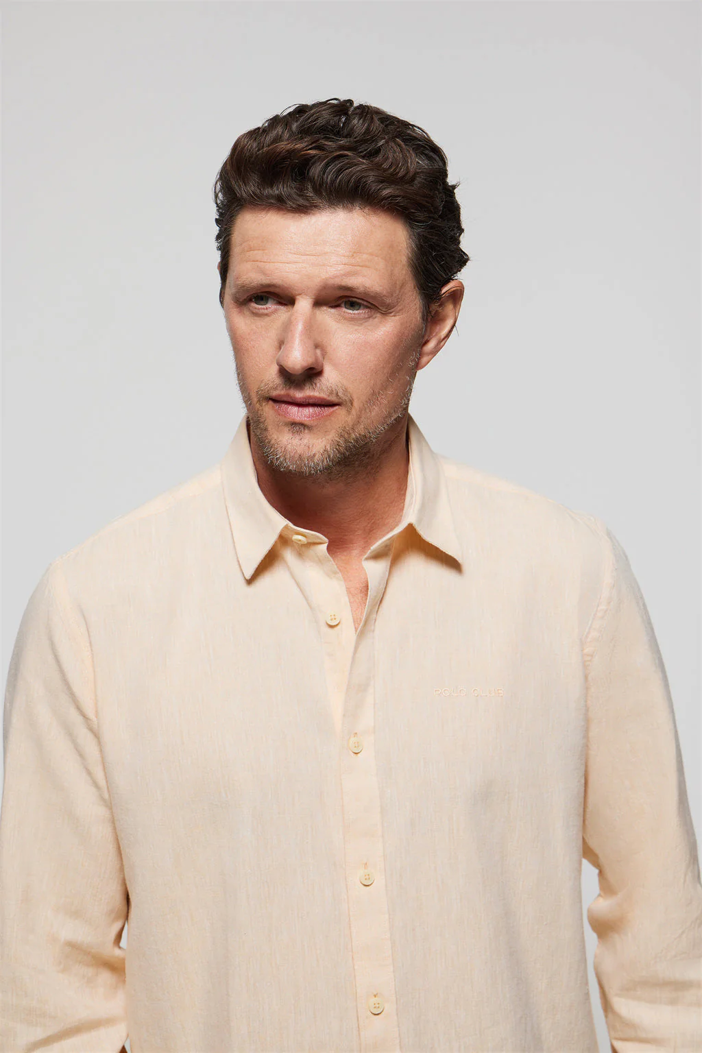 Tangerine linen and cotton shirt with Polo Club details - Image 3