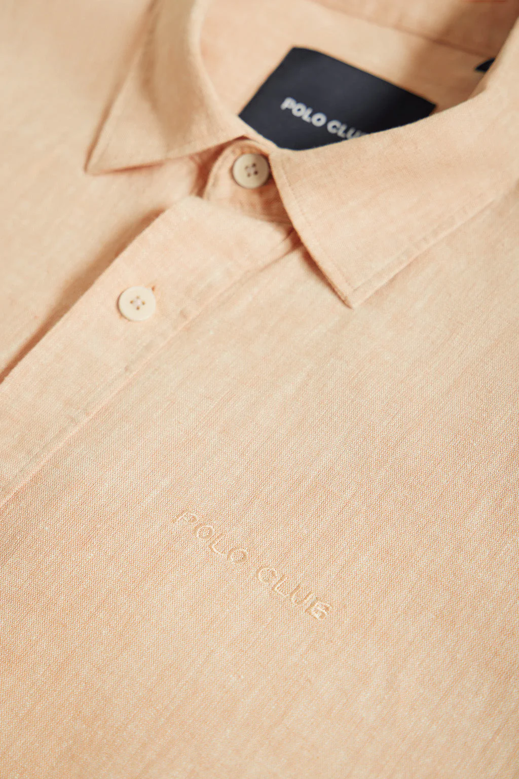 Tangerine linen and cotton shirt with Polo Club details - Image 6