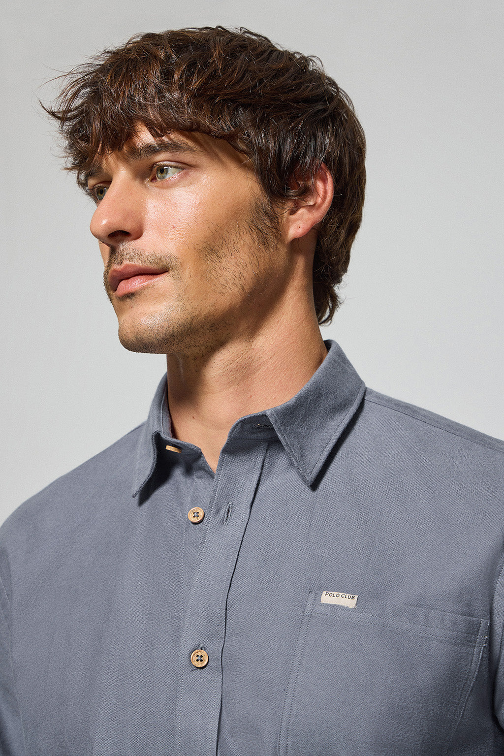 Blue Oxford shirt Cambridge with pocket and Polo Club detail - Image 3