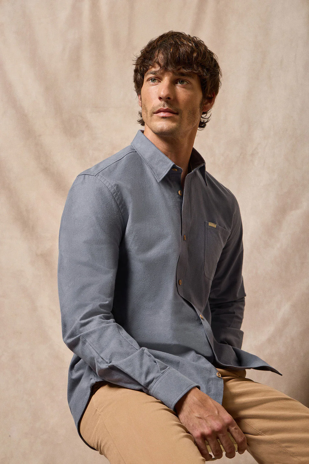 Blue Oxford shirt Cambridge with pocket and Polo Club detail - Image 5