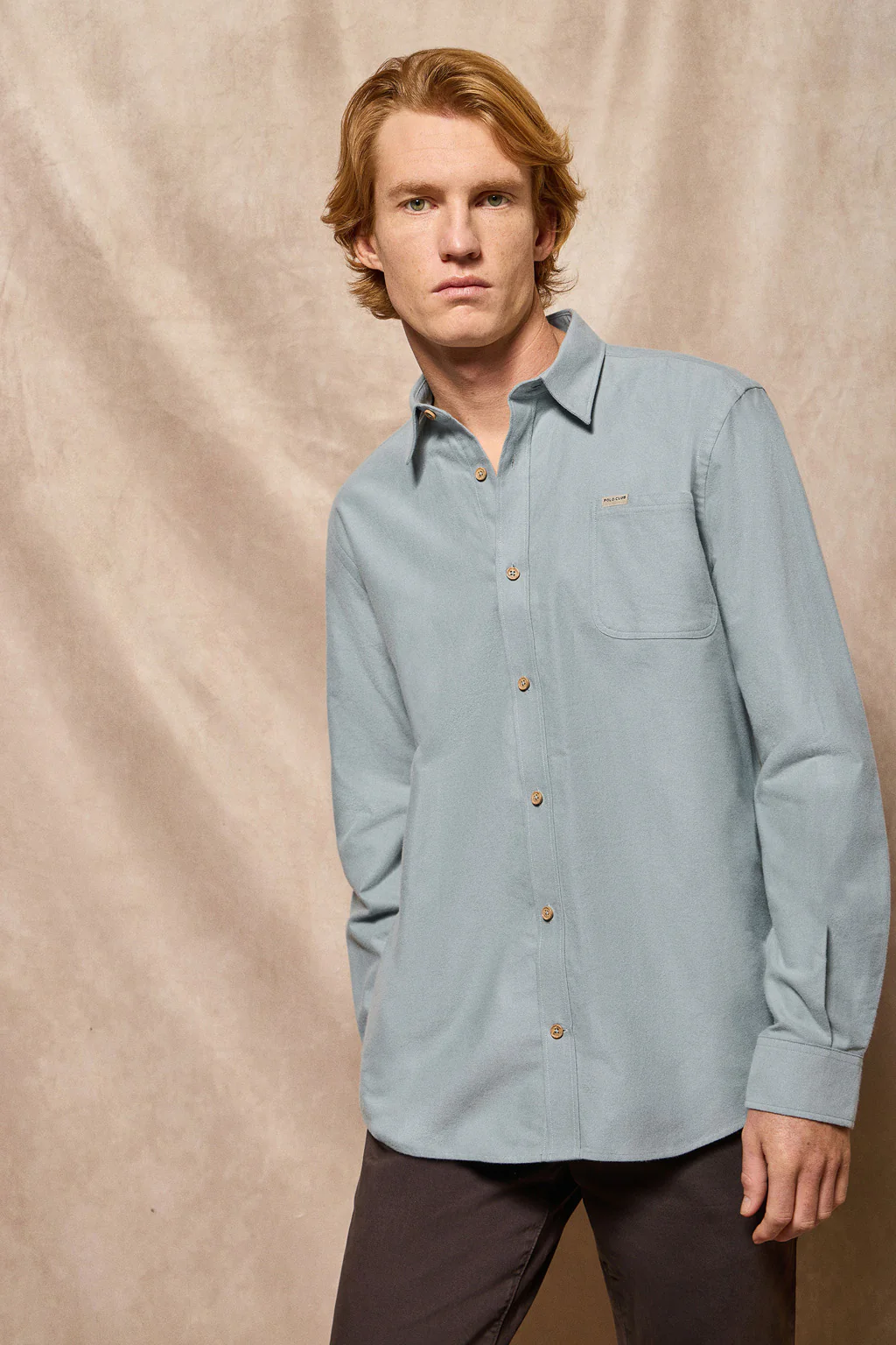 Green Oxford shirt Cambridge with pocket and Polo Club detail - Image 2