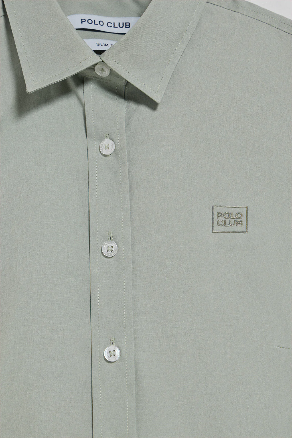 Jade-green slim-fit poplin shirt with logo - Image 7