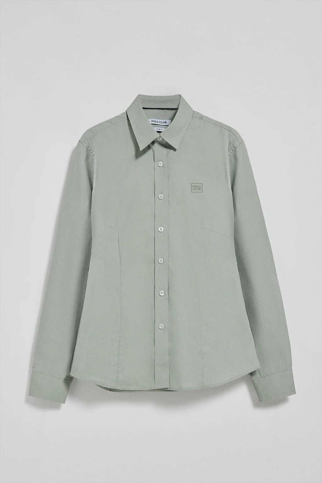 Jade-green slim-fit poplin shirt with logo - Image 8