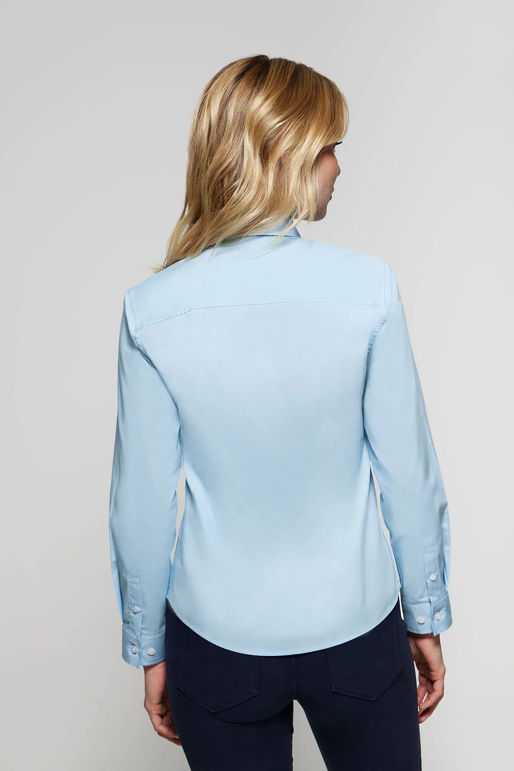Sky-blue slim-fit poplin shirt with logo - Image 5