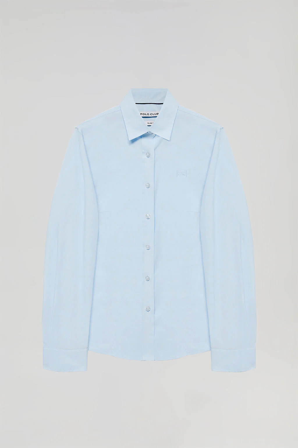 Sky-blue slim-fit poplin shirt with logo - Image 9