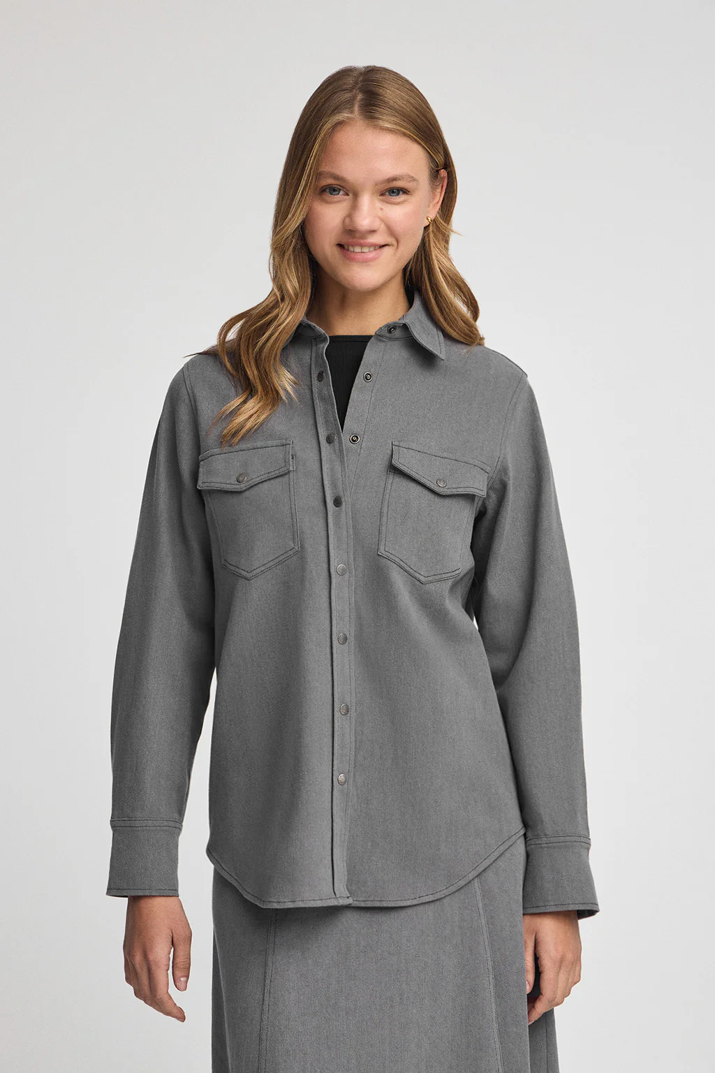 Grey denim shirt with relaxed fit - Image 2