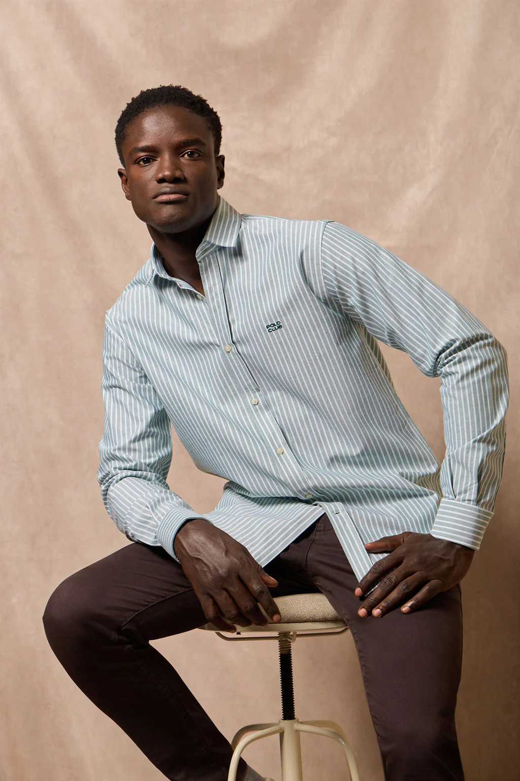 Green striped shirt Columbia with Polo Club embroidery