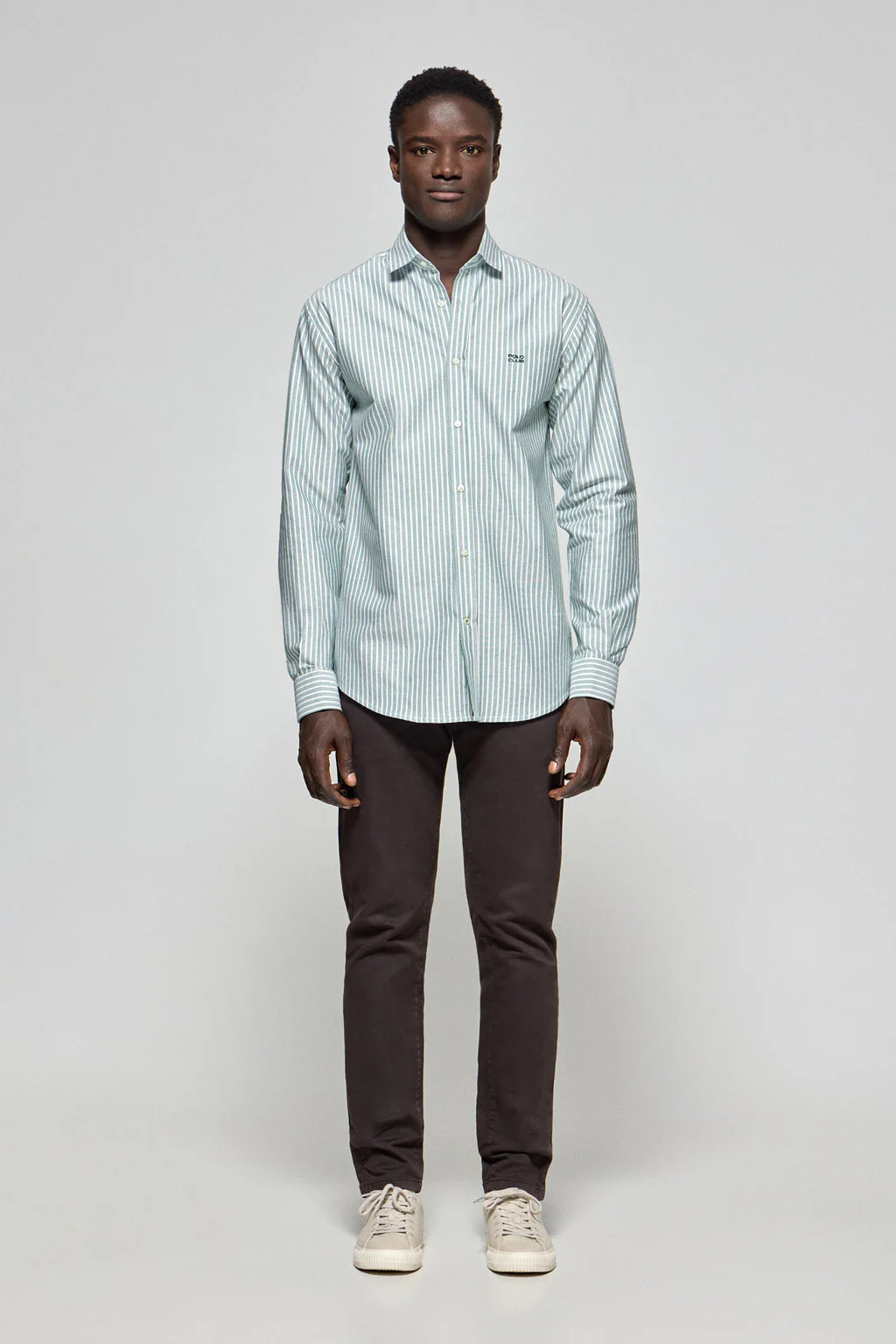 Green striped shirt Columbia with Polo Club embroidery - Image 3