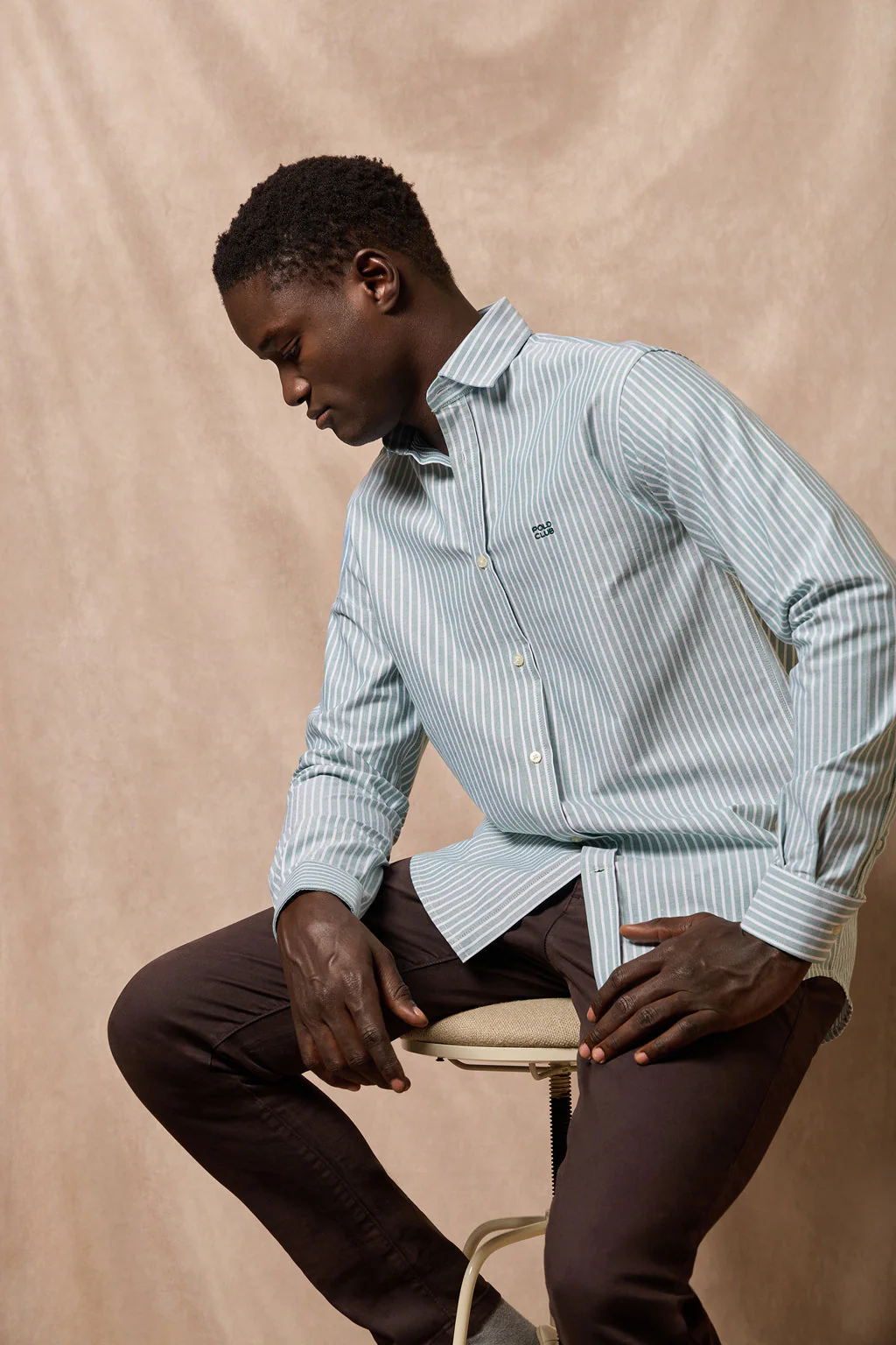 Green striped shirt Columbia with Polo Club embroidery - Image 5