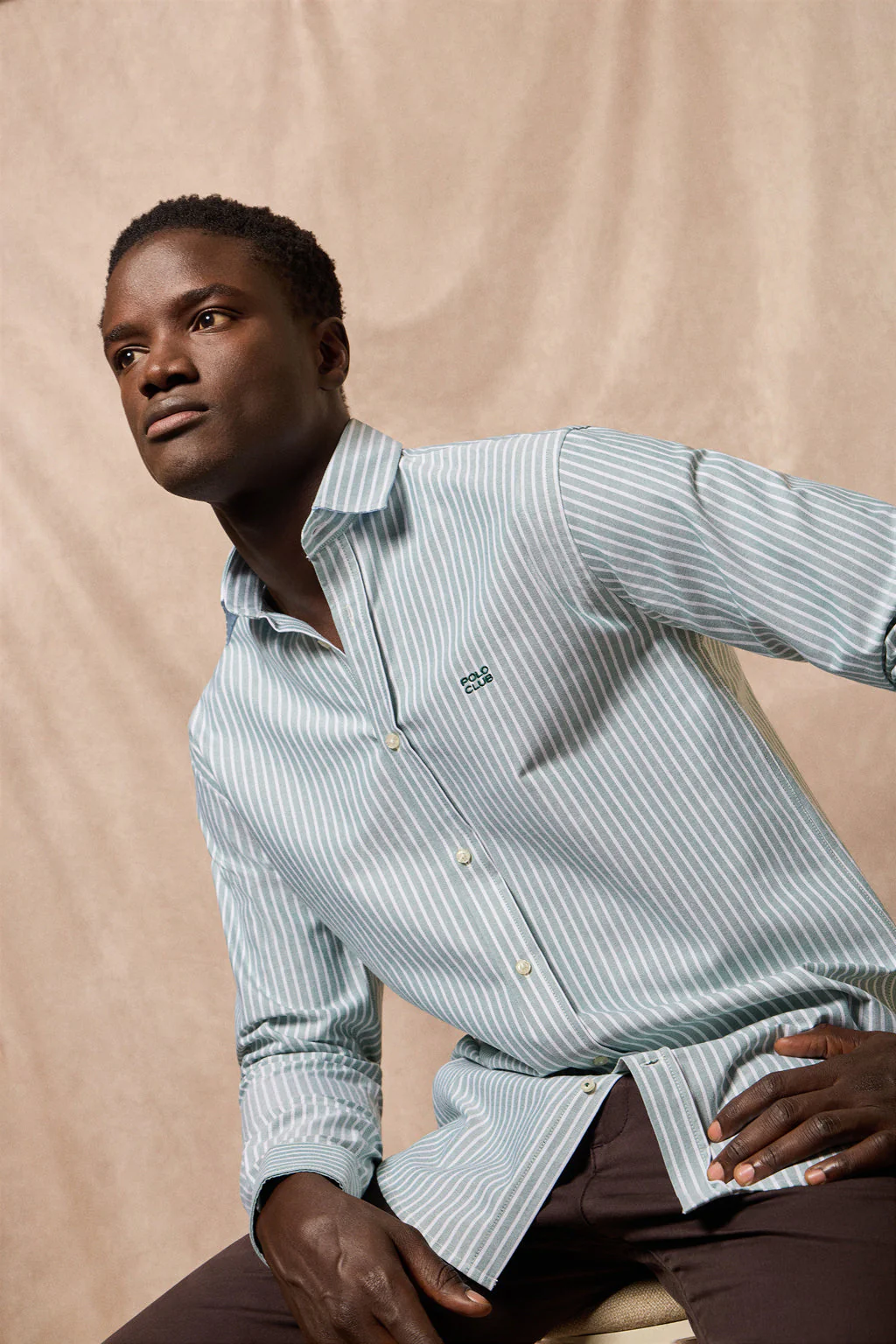 Green striped shirt Columbia with Polo Club embroidery - Image 7