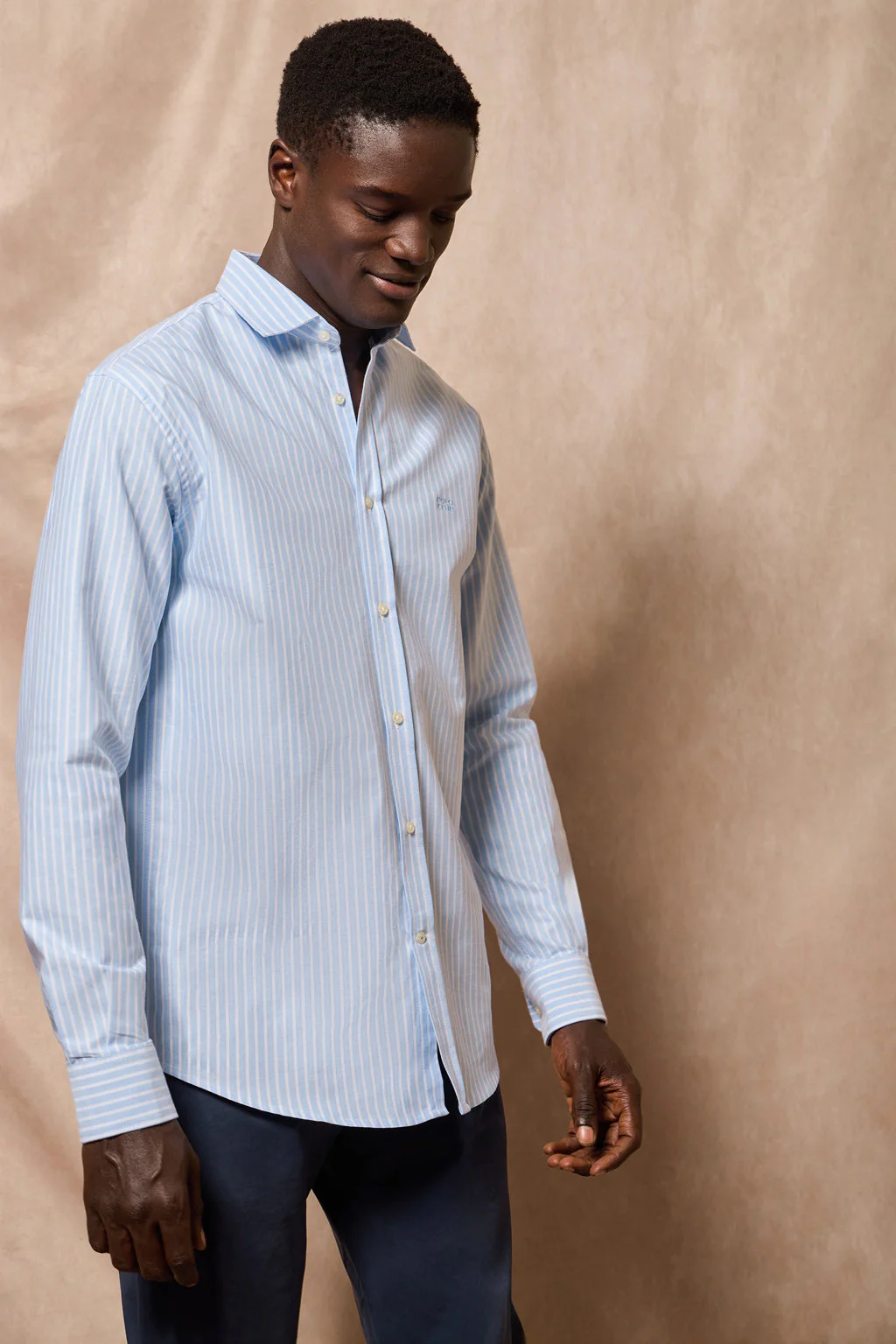 Sky-blue striped shirt Columbia with Polo Club embroidery - Image 4