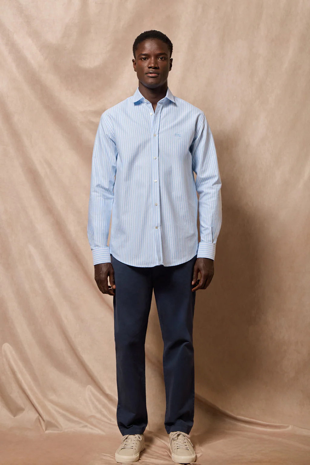 Sky-blue striped shirt Columbia with Polo Club embroidery - Image 6