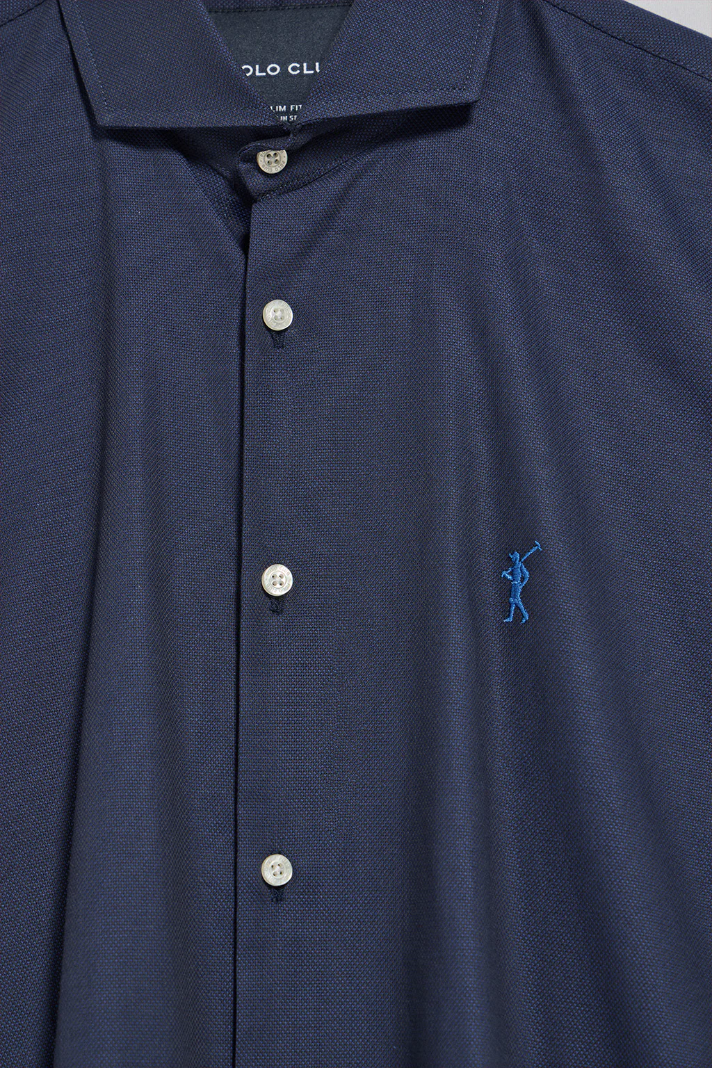 Navy-blue microstructure shirt Cornell with Rigby Go embroidery - Image 6