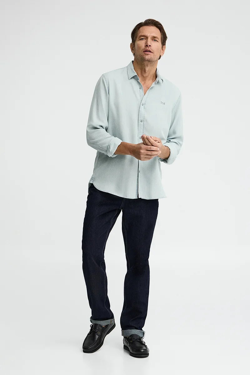 Light-blue regular-fit Tencel shirt with Polo Club logo - Image 5